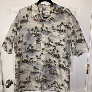 Vintage Pierre Cardin Hawaiian Shirt Men’s L Tropical Island  100% Cotton Korea